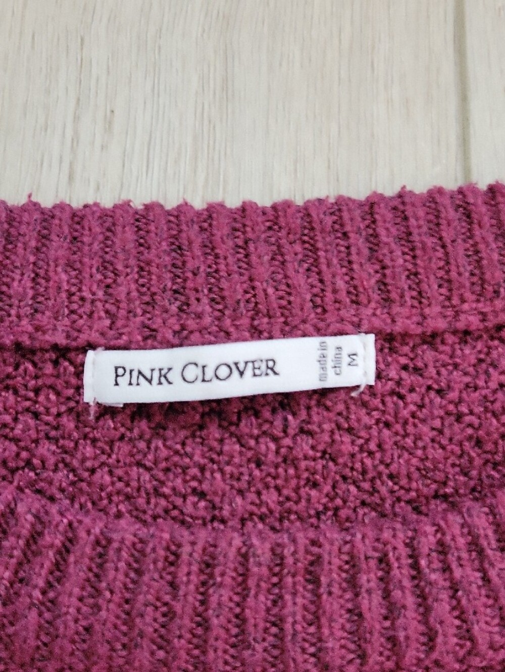 Pink Clover Raspberry Crewneck Textured Sweater - Picture 2 of 2